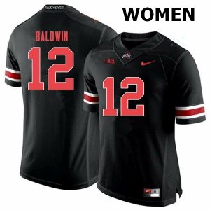 Women's Ohio State Buckeyes #12 Matthew Baldwin Black Out Nike NCAA College Football Jersey New Style FDB1544DA